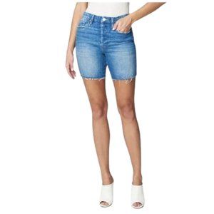 Blanknyc The Warren Women's High Rise Short Blue Distressed Frayed Denim